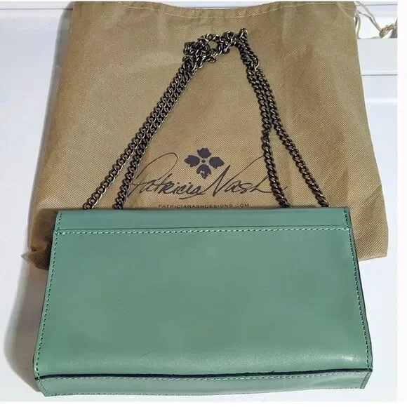 *Patricia Nash* Filagree Giada Leather Crossbody Shoulder Sage Green - Picture 3 of 7